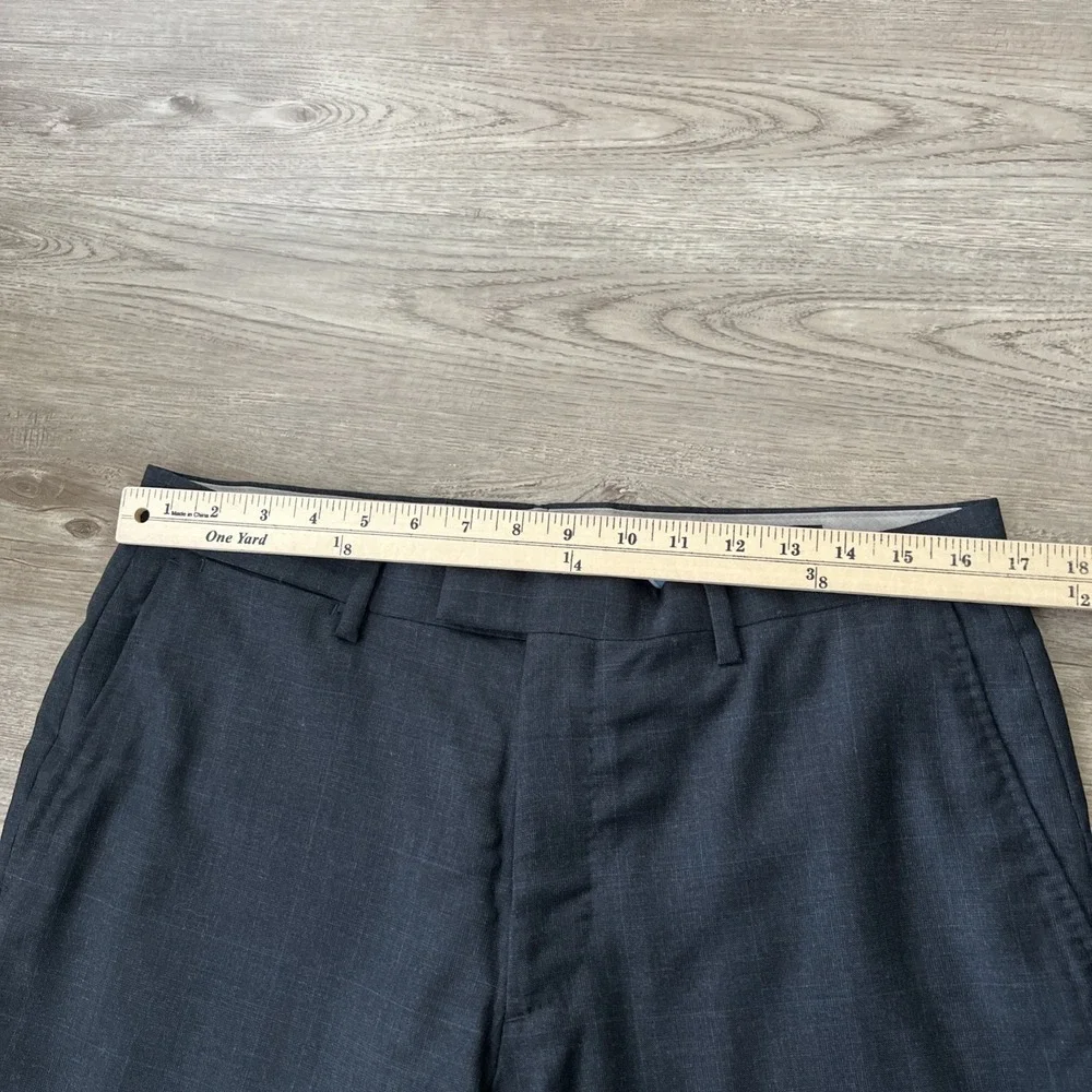Banana Republic Modern Slim Fit Dress Pants Mens 33x30 Navy Blue Plaid Wool Suit